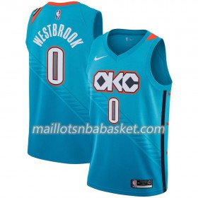 Maillot Homme Oklahoma City Thunder Russell Westbrook 0 2018-19 Nike City Edition Bleu Swingman